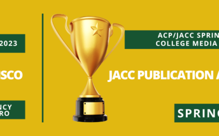 Banner that reads JACC Publication Awards Spring 2023 with trophy
